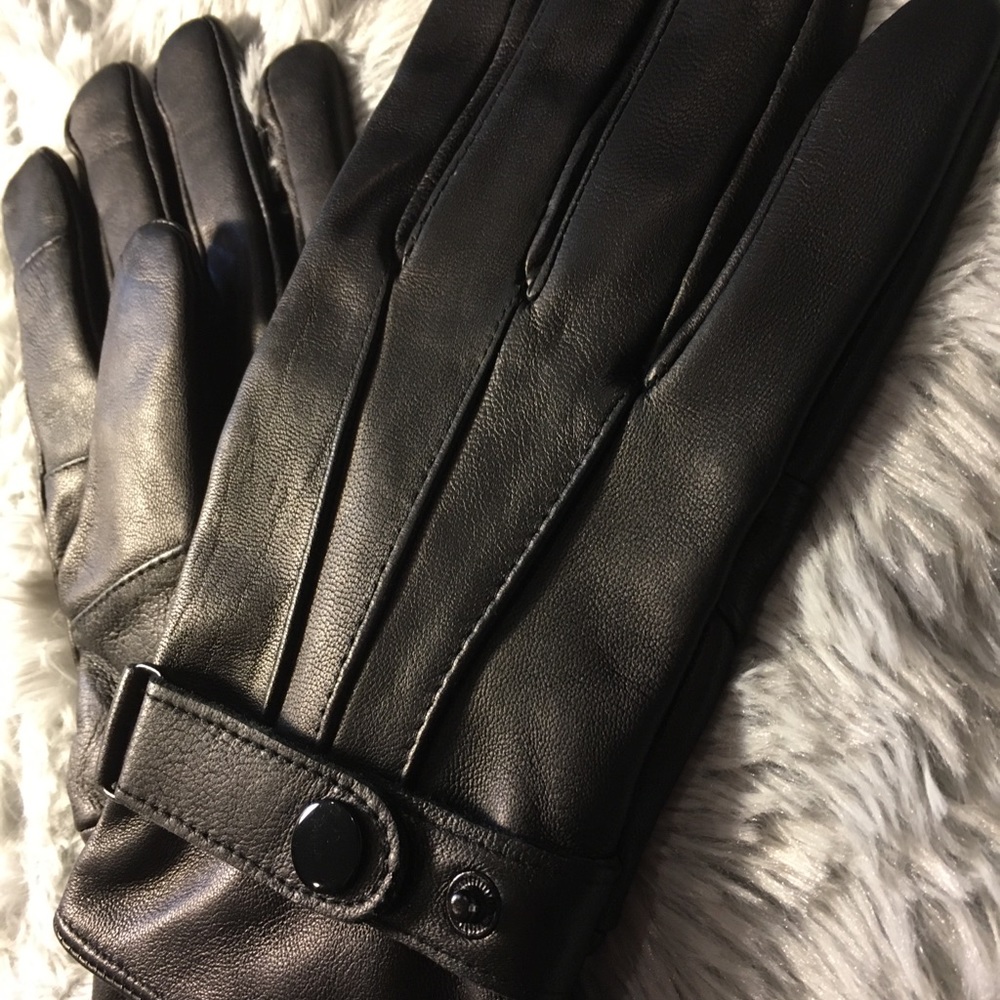 Van Heusen Black Leather Gloves - Picture 2 of 3